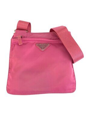 Prada Tessuto Pink Silver Nylon Shoulder Bag Pochette